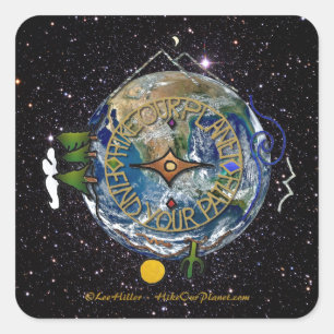 Hike Our Planet Hiker's Soul Compass Space Square Sticker