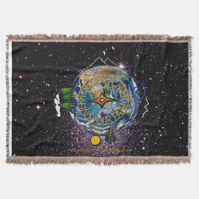 Hike Our Planet Hiker's Soul Compass Space Throw Blanket (Front)