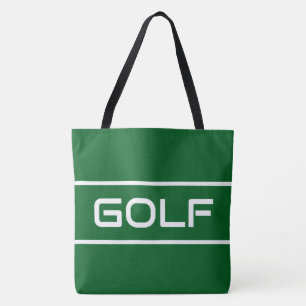 HIKE Sporty Sleek White Text Stripes On Deep Green Tote Bag