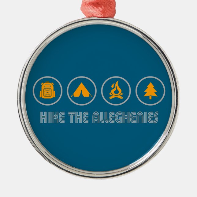 Hike The Allegheny Mountains Metal Tree Decoration (Front)