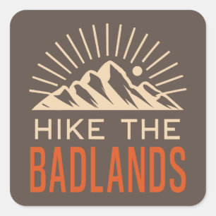 Hike The Badlands Sunburst Square Sticker