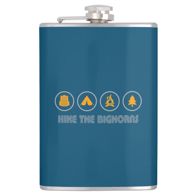 Hike The Bighorns Wyoming Hip Flask (Front)