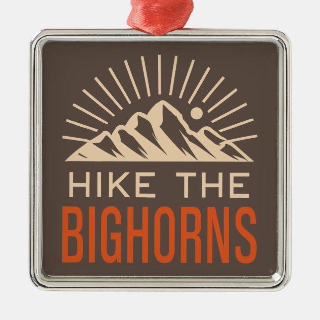Hike The Bighorns Wyoming Sunburst Metal Tree Decoration (Front)