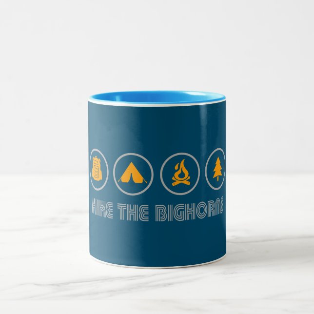 Hike The Bighorns Wyoming Two-Tone Coffee Mug (Center)
