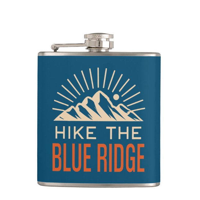 Hike The Blue Ridge Mountains Sunburst Hip Flask (Front)