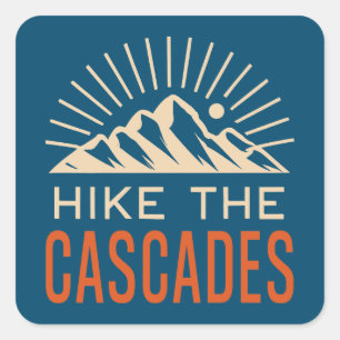 Hike The Cascades Sunburst Square Sticker