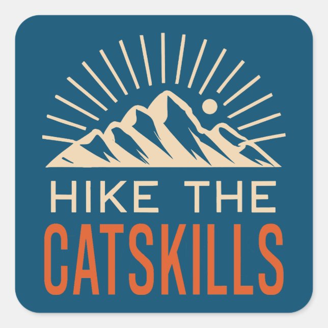 Hike The Catskills New York Sunburst Square Sticker (Front)