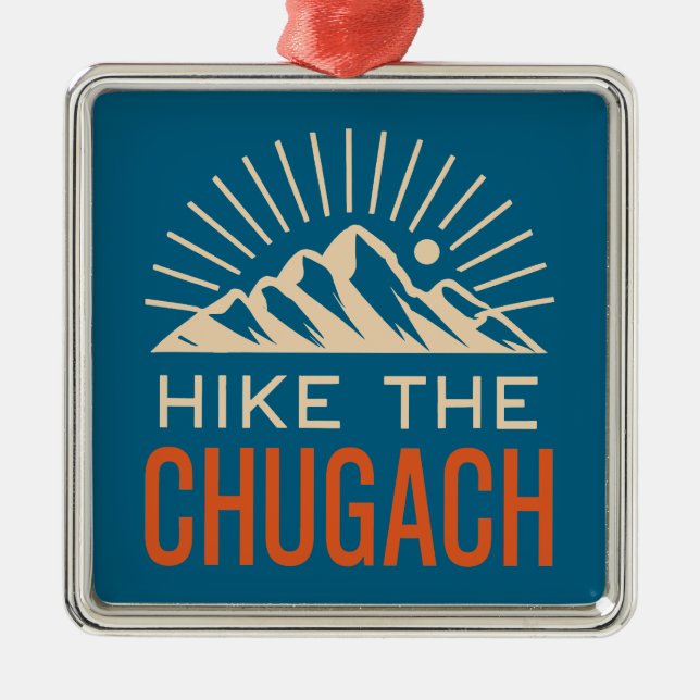 Hike The Chugach Mountains Sunburst Metal Tree Decoration (Front)