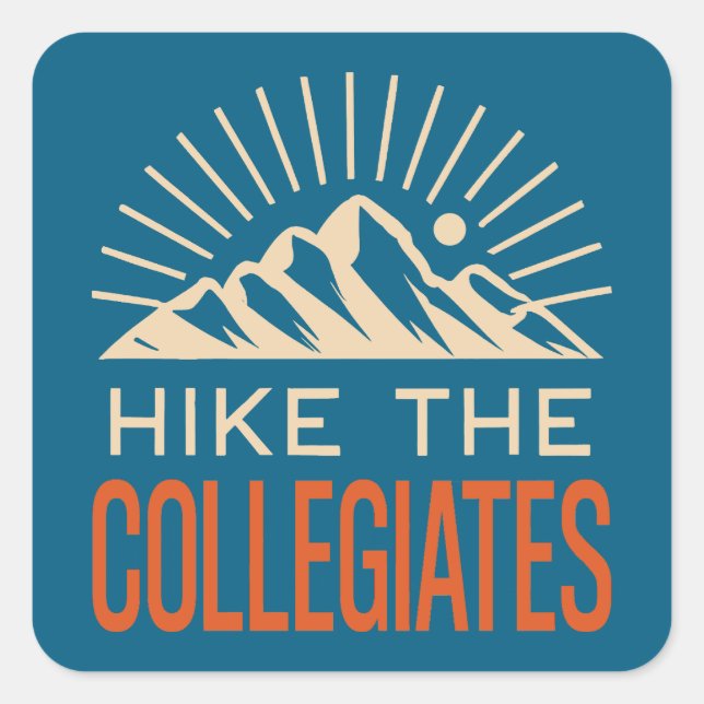 Hike The Collegiate Mountains Sunburst Square Sticker (Front)