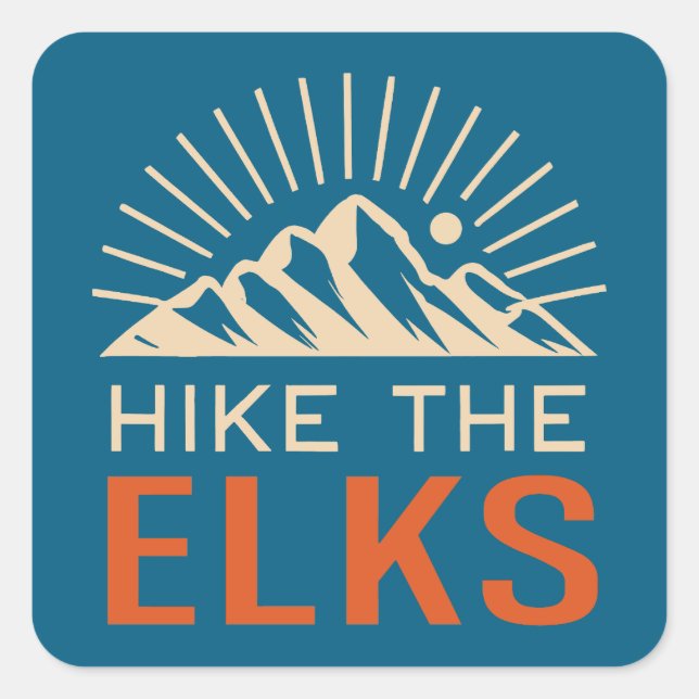 Hike The Elk Mountains Sunburst Square Sticker (Front)