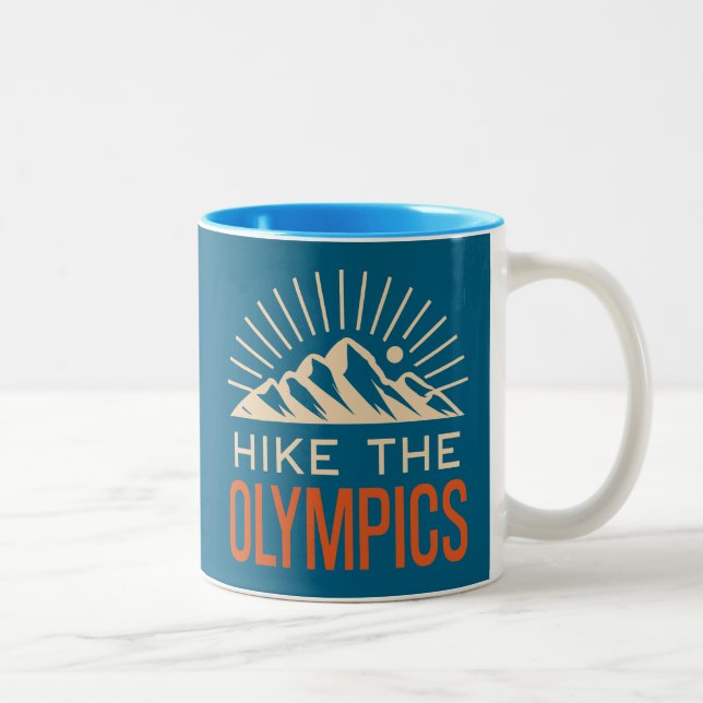 Hike The Olympic Mountains Washington Sunburst Two-Tone Coffee Mug (Right)