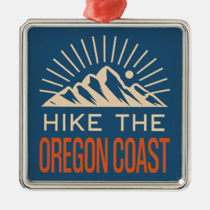 Hike The Oregon Coast Trail Sunburst Metal Tree Decoration