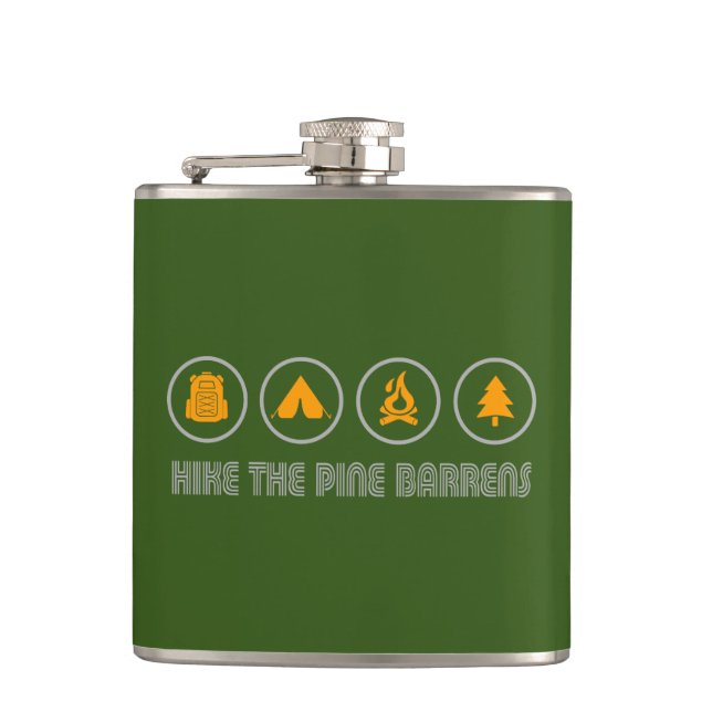 Hike The Pine Barrens New Jersey Hip Flask (Front)