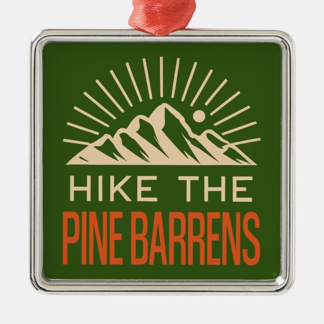 Hike The Pine Barrens New Jersey Sunburst Metal Tree Decoration (Front)
