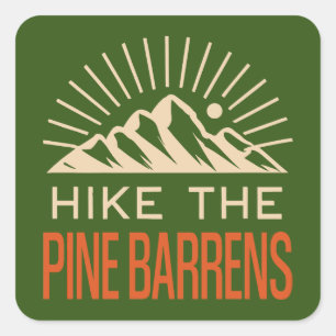 Hike The Pine Barrens New Jersey Sunburst Square Sticker