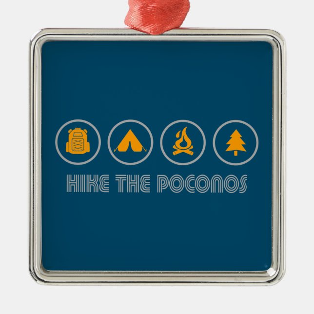 Hike The Poconos Metal Tree Decoration (Front)