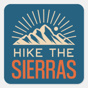 Hike The Sierras California Sunburst Square Sticker