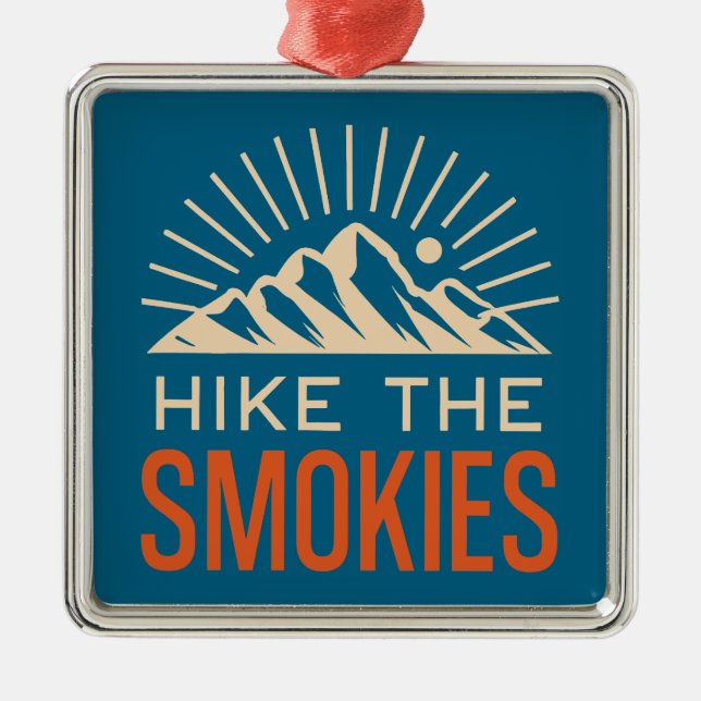 Hike The Smoky Mountains Sunburst Metal Tree Decoration (Front)
