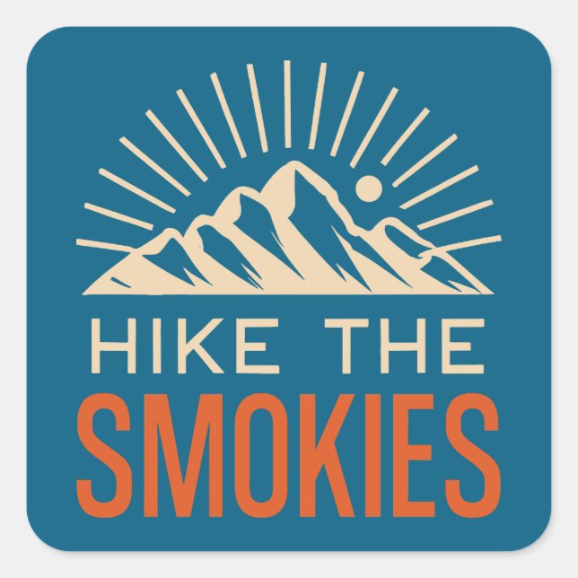 Hike The Smoky Mountains Sunburst Square Sticker (Front)