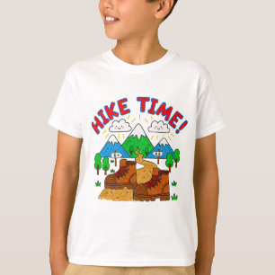 Hike Time Kids Drawing with Mountains T-Shirt
