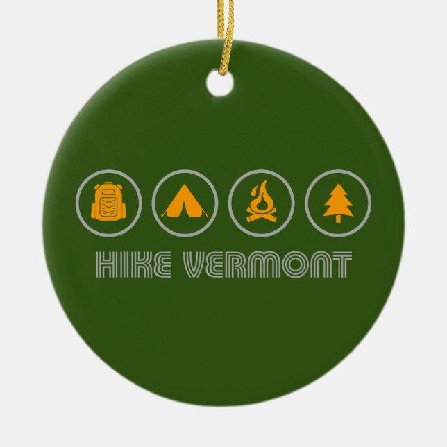 Hike Vermont Ceramic Tree Decoration (Front)