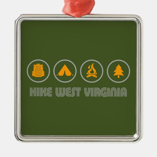 Hike West Virginia Metal Tree Decoration (Front)