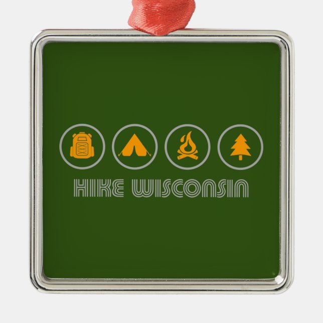 Hike Wisconsin Metal Tree Decoration (Front)