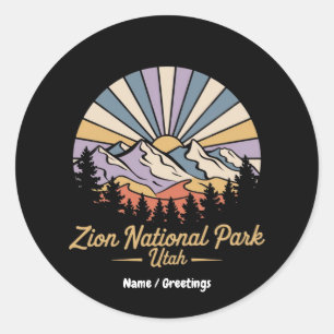 Hike Zion National Park Utah Explore Scenic Trails Classic Round Sticker