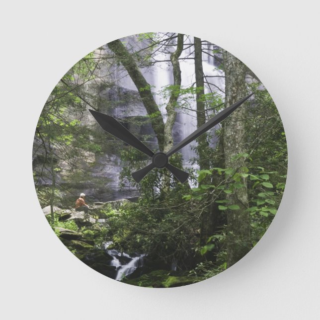 Hiker admires Falls Branch Falls Round Clock (Front)