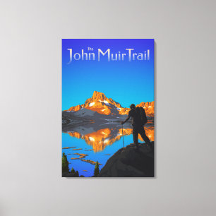 Hiker and Banner Peak - John Muir Trail - Logo Canvas Print