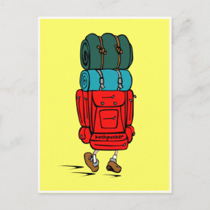 Hiker Backpacker with enormous Backpack Postcard