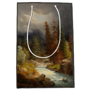 Hiker Beside a Torrential River (by Achenbach) Medium Gift Bag