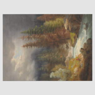 Hiker Beside a Torrential River (by Achenbach) Tissue Paper