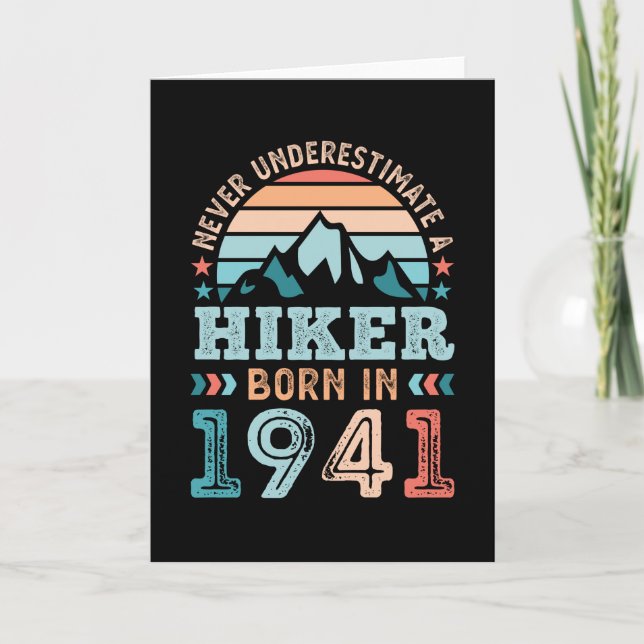 Hiker born in 1941 80th Birthday Hiking Retro Gift Card (Front)