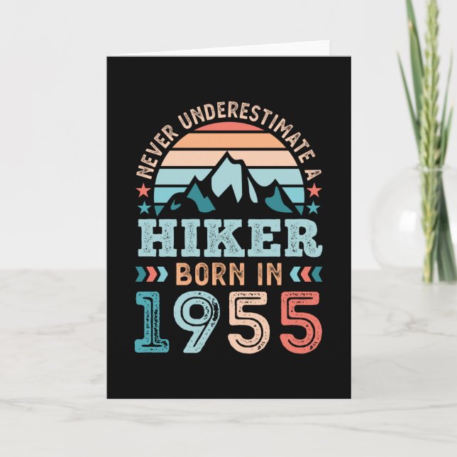Hiker born in 1955 70th Birthday Hiking Retro Gift Card (Front)