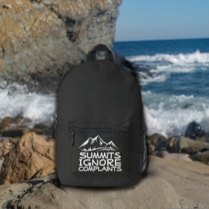 Hiker camping humor black white printed backpack