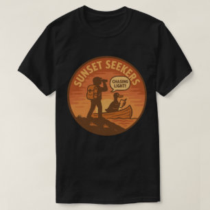 Hiker Duck Canoe Sunset Horizon Nature T-Shirt