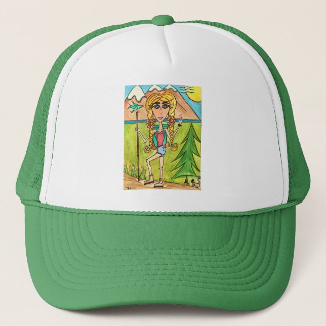 Hiker Girl Trucker Hat (Front)