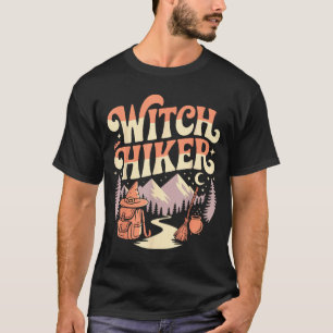 Hiker Hiking Witch Halloween Retro Vintage Witch H T-Shirt