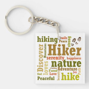 Hiker Hiking Word Cloud Acrylic Keychain