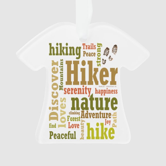 Hiker Hiking Word Cloud T-Shirt Ornament (Front)