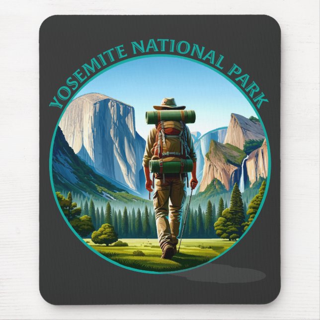 Hiker in Yosemite National park Mouse Mat (Front)