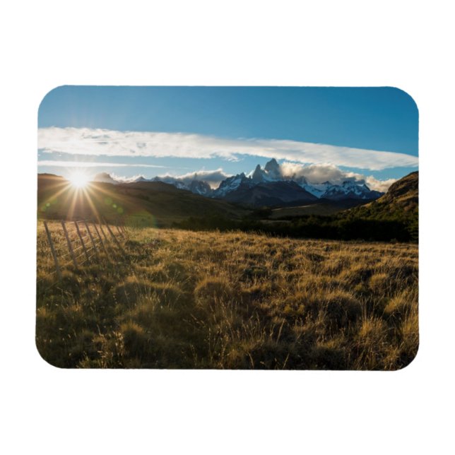 Hiker Looking At Fitz Roy Mountains, Patagonia Magnet (Horizontal)