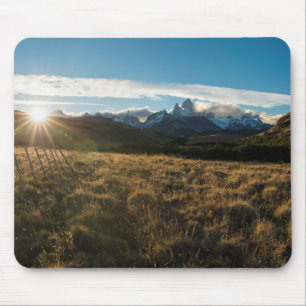 Hiker Looking At Fitz Roy Mountains, Patagonia Mouse Mat