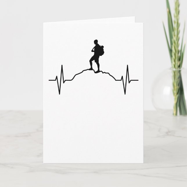 Hiker Mountaineer Outdoor Heartbeat Gift Card (Front)