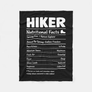 Hiker nutritional facts nature camping adventure fleece blanket