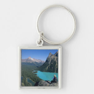 Hiker overlooking turquoise-coloured Lake Key Ring