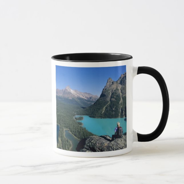 Hiker overlooking turquoise-coloured Lake Mug (Right)