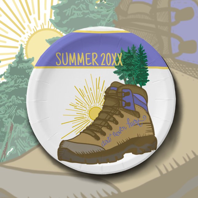 Hiker Personalised Camping Picnic Paper Plate (Creator Uploaded)