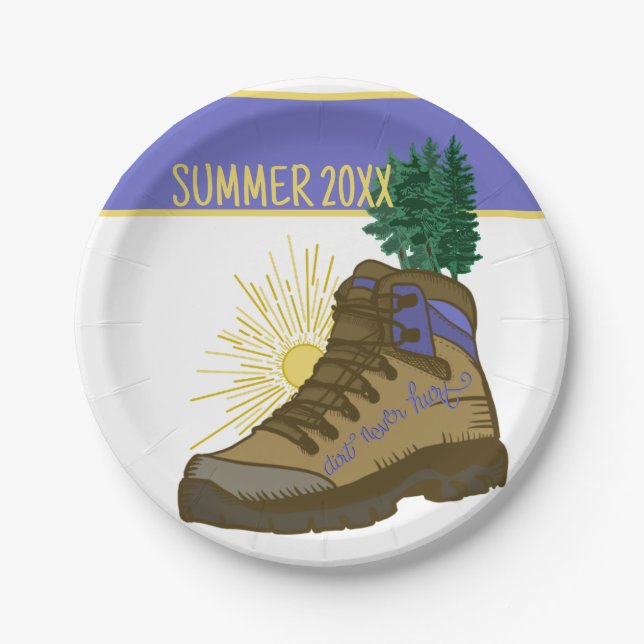 Hiker Personalised Camping Picnic Paper Plate (Front)